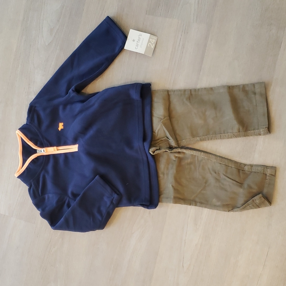 Carter's 2 Piece Outfit Toddler Boy Fleece Corduroy Size 24 Months